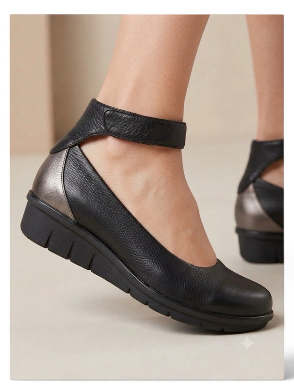 Dansko Women’s Jenna Low Wedge Black Ankle-Strap Shoes Size 40